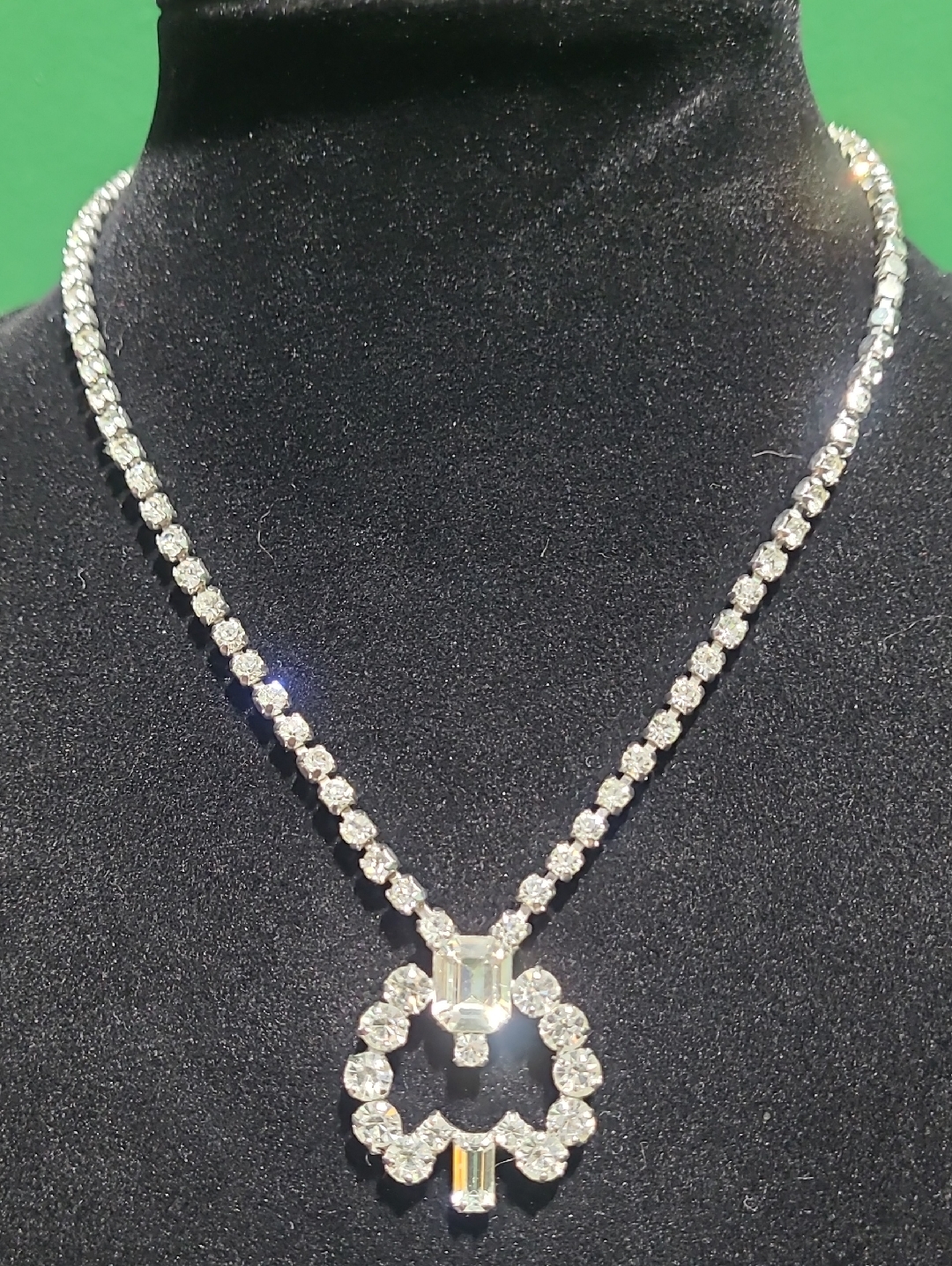 Vintage Jay Flex Sterling Silver Rhinestone Necklace